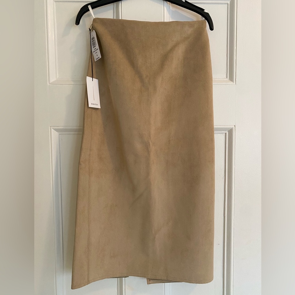 Babaton Ultra Suede Beige Pencil Skirt